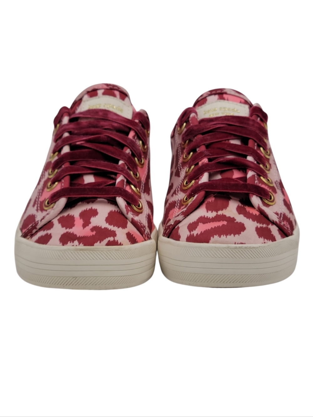 Keds Kate Spade Sneakers Women Size 7 Pink Burgundy Satin Velvet Shoelaces Logo - Picture 7 of 13